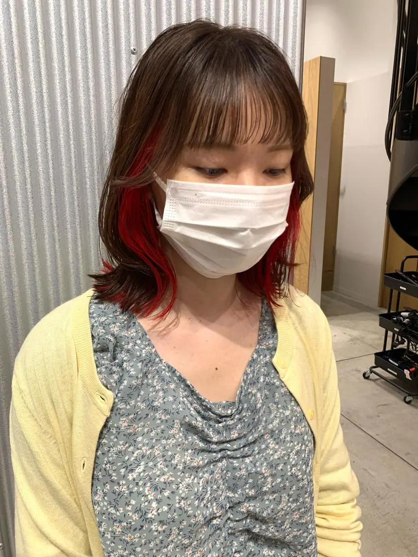 ミディアム カラー ヘアアレンジ ヘアカラー トリートメント yuka .のヘアスタイル