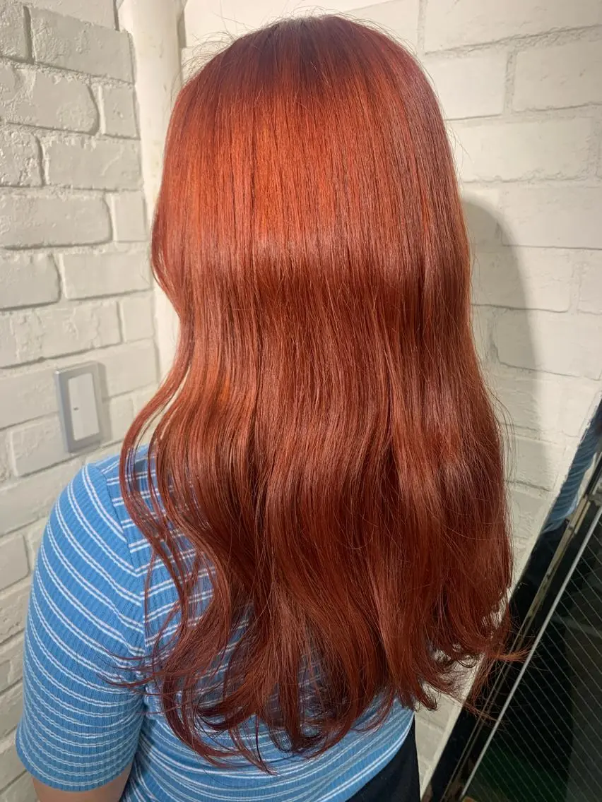 ロング カラー ヘアアレンジ オレンジ 🐝岡本 柚葉🐝のヘアスタイル