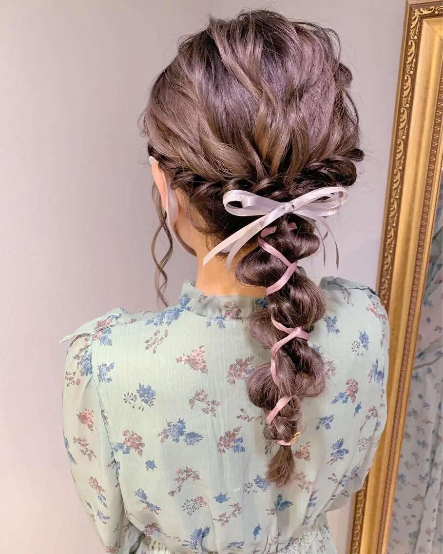 セミロング ヘアアレンジ ヘアセット Aries🫧 missa𓂃🤍のヘアスタイル