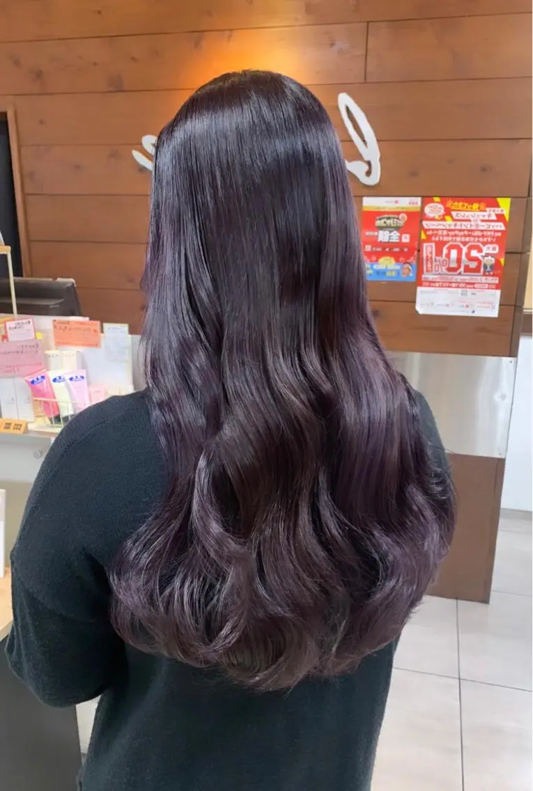 ロング パープルカラー ヘアカラー レイヤー/艶髪カラー 森本くるみのヘアスタイル