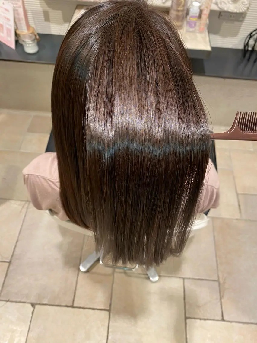 ロング パーマ ストレートパーマ 美髪矯正 韓国レイヤーのヘアスタイル