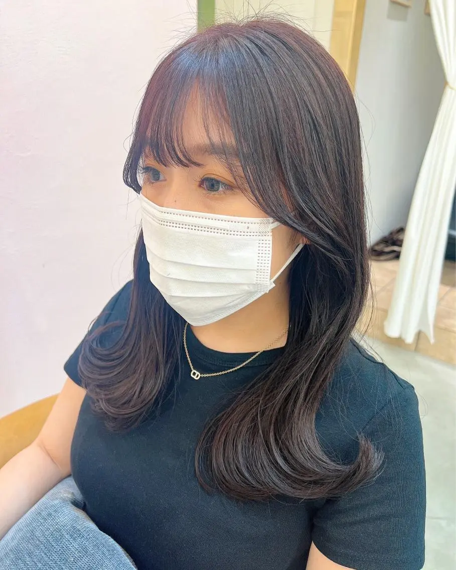ミディアム カット ヘアカラー トリートメント 🌷レイヤー縮毛/ 艶カラー/ami🌷のヘアスタイル