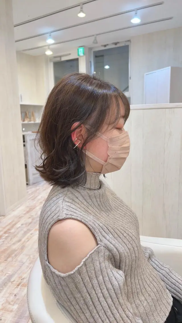 ミディアム カット ヘアカラー トリートメント 佐藤史哉＊ 韓国レイヤー赤み除去のヘアスタイル