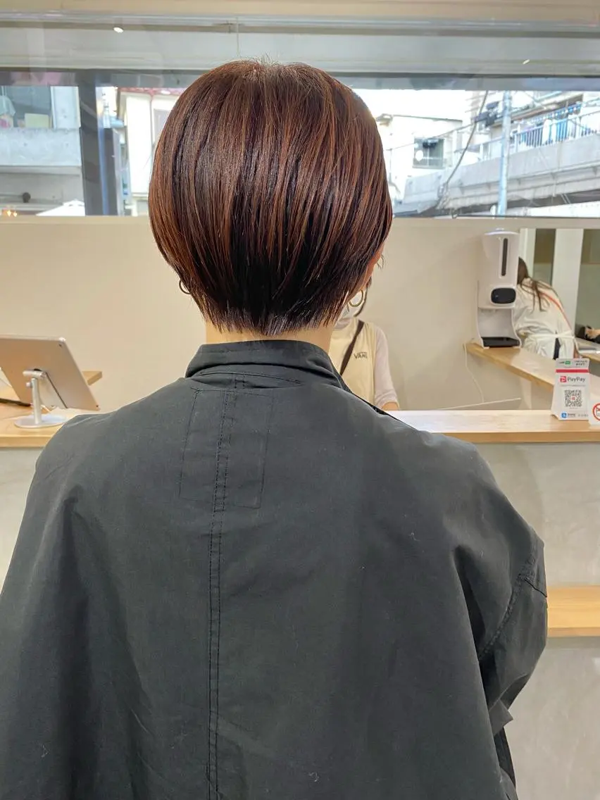 ショート カラー ブラウンカラー オレンジ オレンジブラウン ショートヘア カット ヘアカラー 森貴裕/ベージュ/ パーマ/オリーブのヘアスタイル