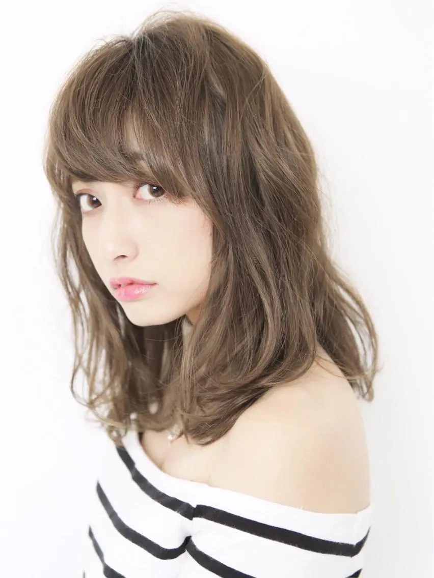 カラー ヘアアレンジ フェザーパーマ/ ダブルカラー/藤田のヘアスタイル