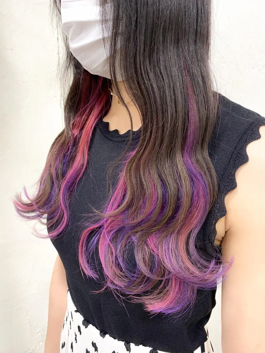 ロング カラー インナーカラー ピンクカラー パープルカラー ユニコーンカラー ヘアカラー ミニモお気に入り数 No.1宍戸雄弥のヘアスタイル