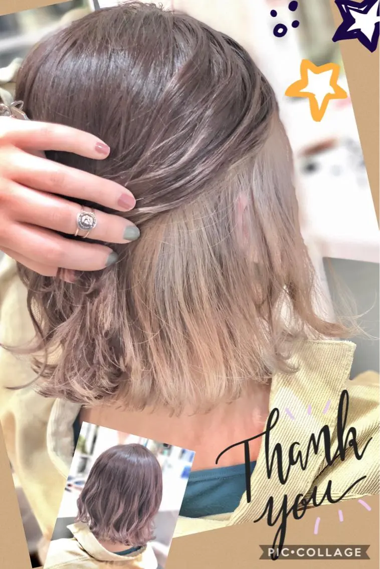 ミディアム カラー ベージュカラー ブリーチ ケアブリーチ イルミナカラー ミルクティーベージュ ヘアカラー トリートメント ヘアセット 永島 桜のヘアスタイル