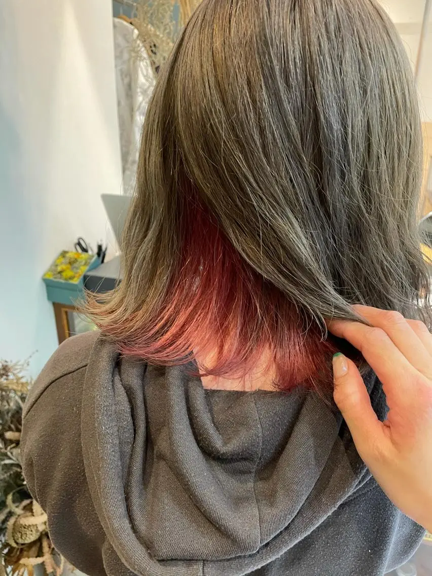 ミディアム カラー ブリーチ インナーカラー ピンクカラー ヘアカラー 中目黒🌼 🌼ハナのヘアスタイル