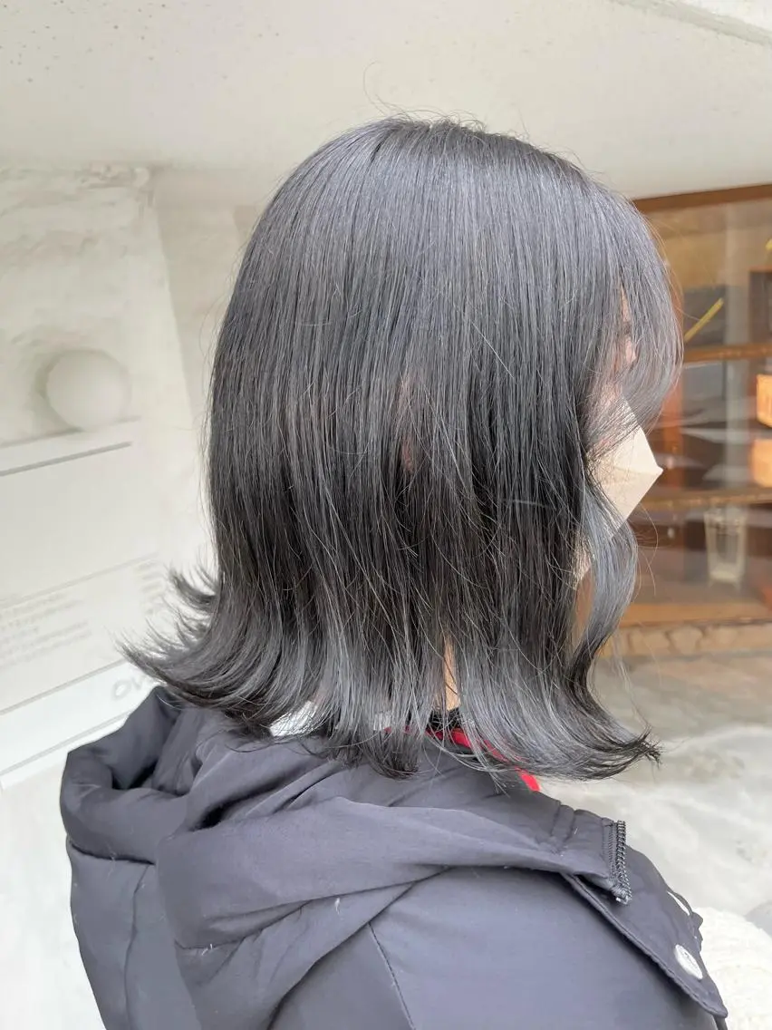 ミディアム カラー グレージュ カーキグレージュ 透明感カラー/ ブリーチ無し/RYOのヘアスタイル