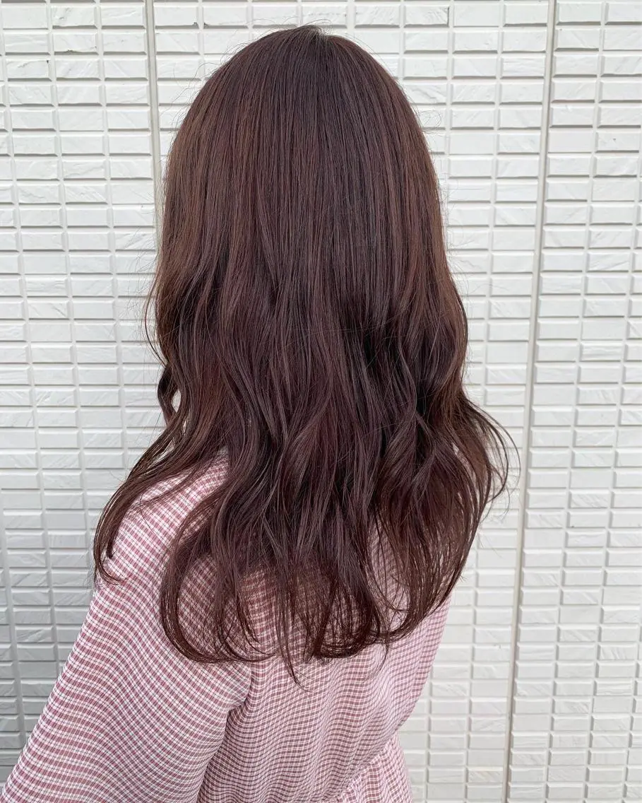 セミロング カラー ブラウンカラー ピンクカラー ピンクブラウン 菅野 愛のヘアスタイル