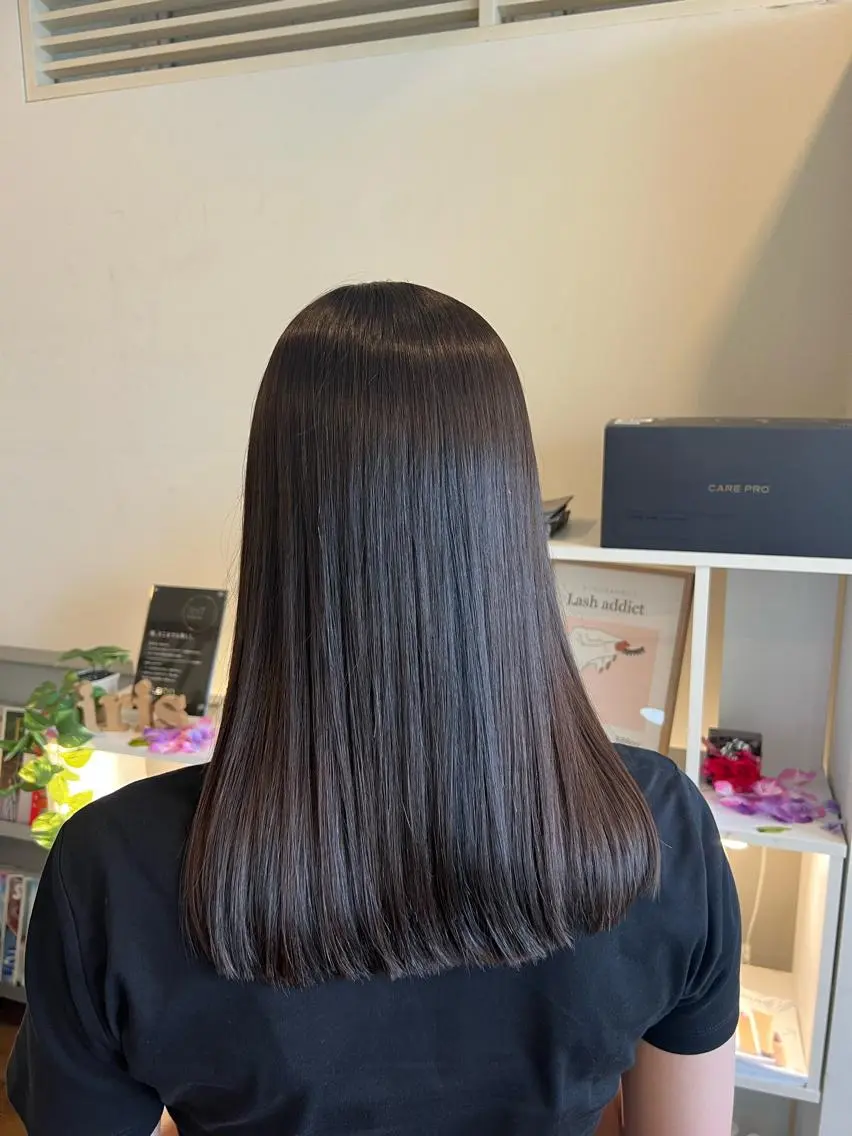 ロング カット 縮毛矯正 トリートメント 竹添 有梨沙のヘアスタイル