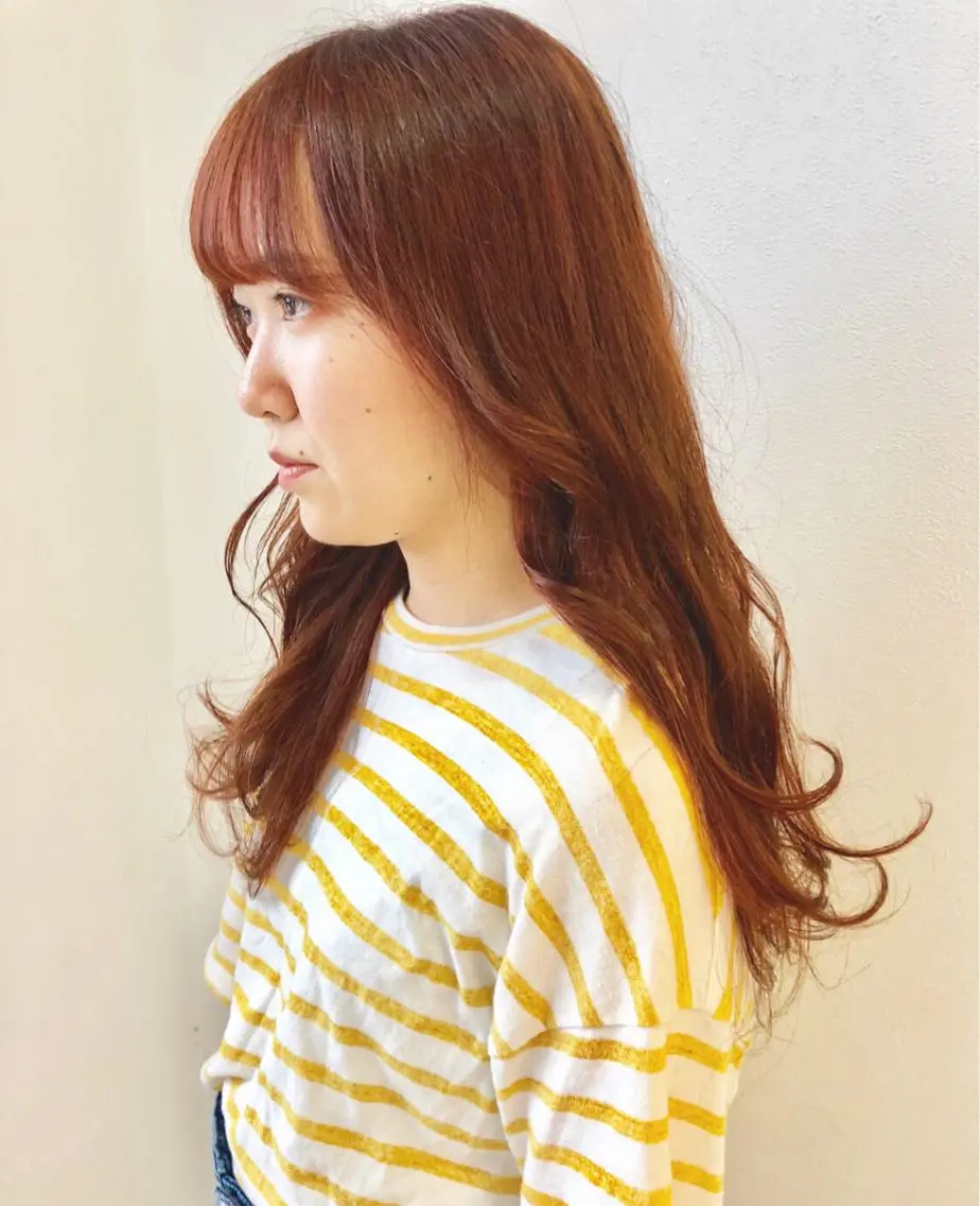 ロング カラー カット ヘアカラー パーマ 岩田 萌那のヘアスタイル