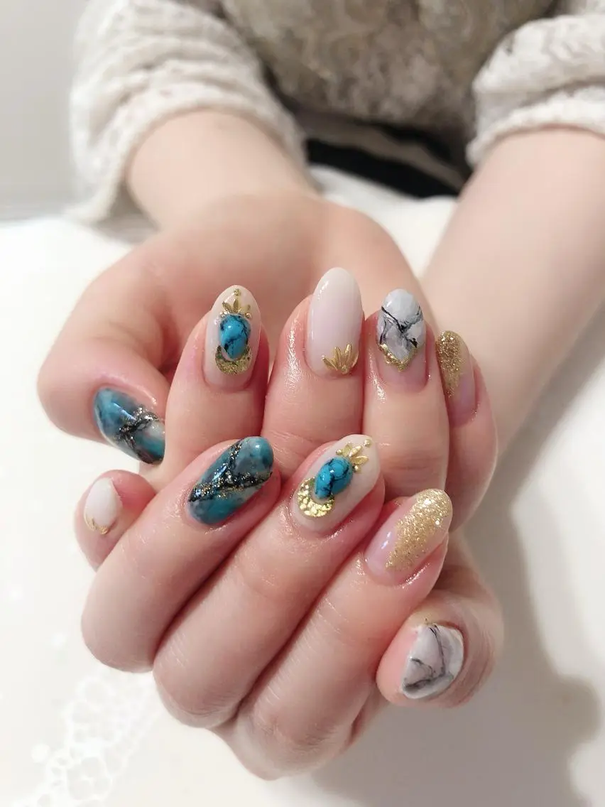ネイル 大理石ネイル(マーブル) ニュアンスネイル ハンドネイル * haruのネイルデザイン