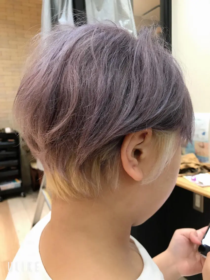 ショート カラー ブルーカラー ショートヘア 艶髪レイヤー上田 紗也🇰🇷💗のヘアスタイル