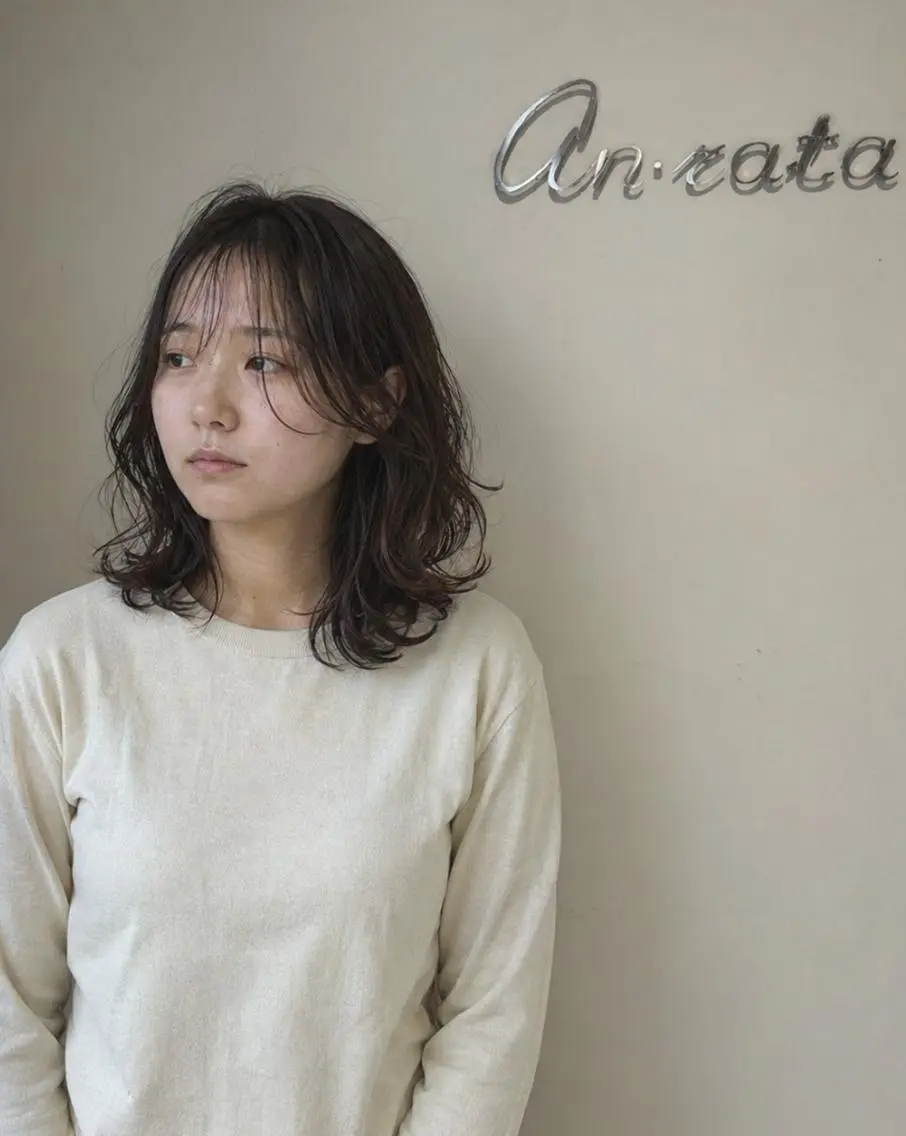 セミロング カット ヘアカラー トリートメント an・rata/ プチプラ/和歌山市駅のヘアスタイル