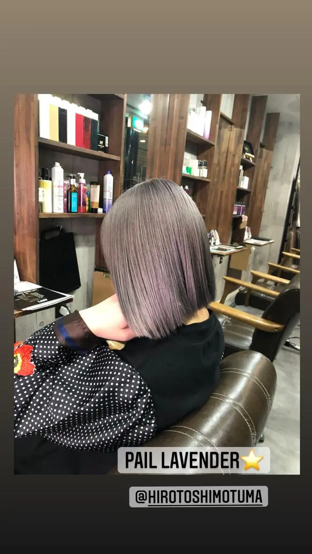 ショート カラー ブリーチ グレージュ ラベンダーカラー ラベンダーグレージュ ラベンダーグレー レイヤー/エクステ alpha下妻のヘアスタイル