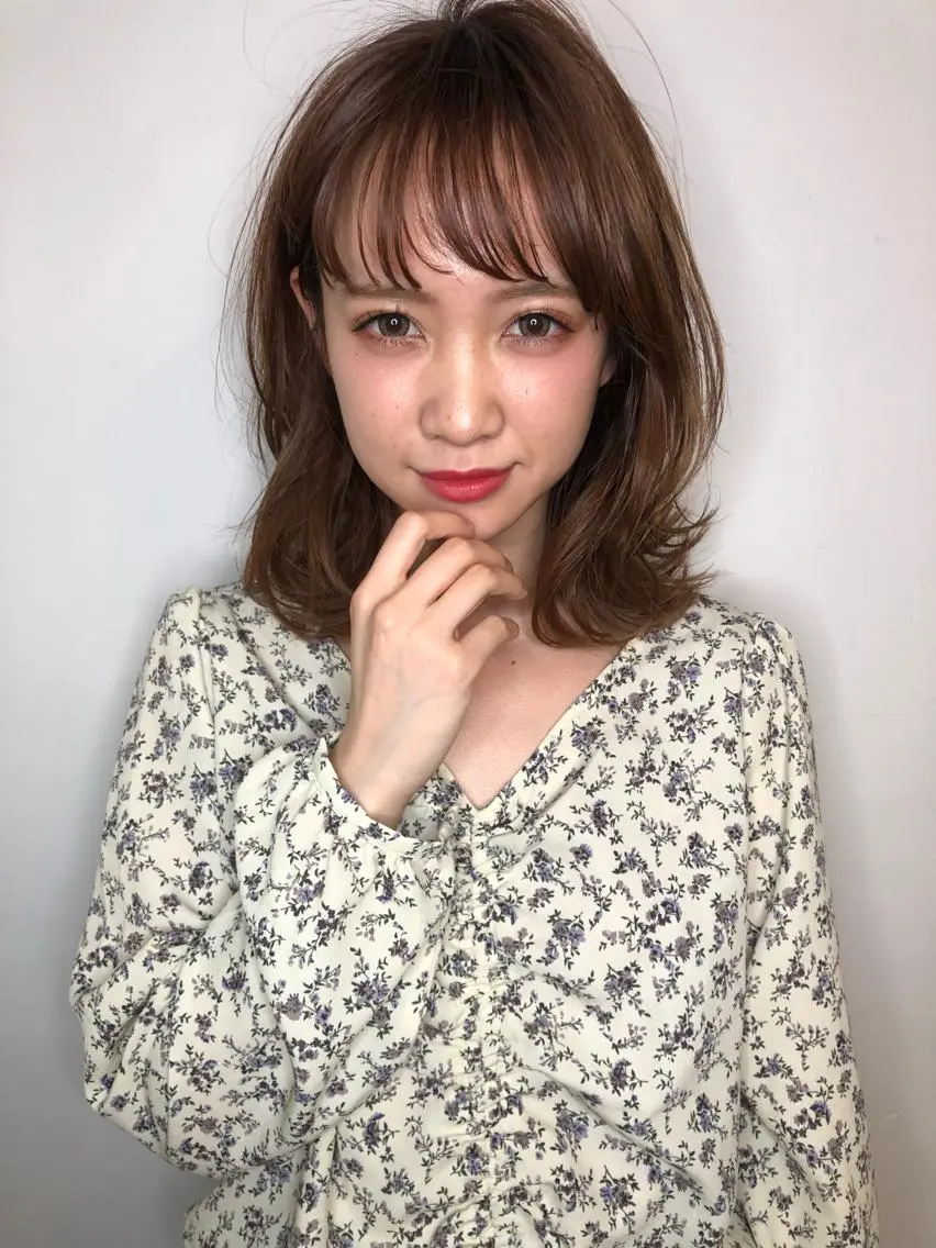 ミディアム 切りっぱなしボブ ミディアムパーマ アッシュ ボブ 外国人風カラー ショート職人 美容師【KENTA】のヘアスタイル