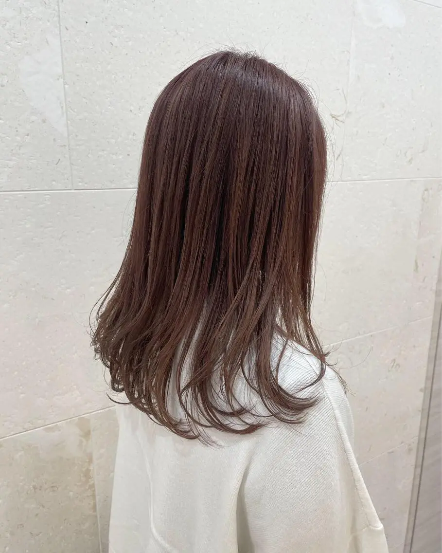 ロング カラー ベージュカラー ピンクカラー ピンクベージュ カット ヘアカラー トリートメント 斉藤 貴也のヘアスタイル