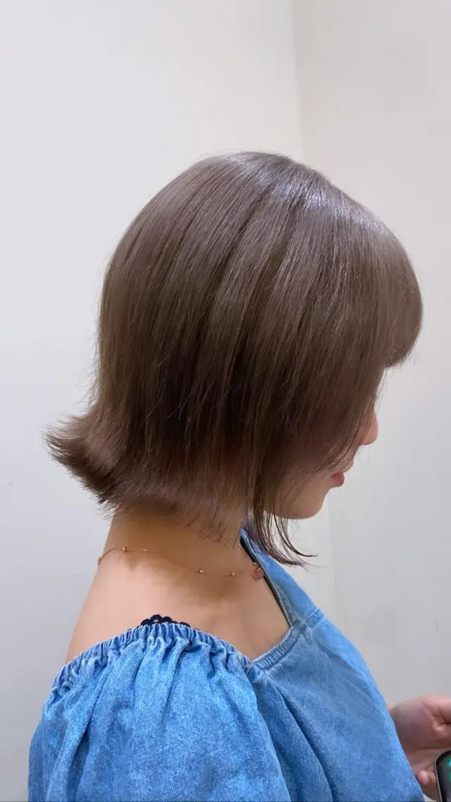 ショート ワンレンボブ ショートボブ ボブ 髪質改善 ショートヘア 🌿レイヤー/ブリー チ/🌿‬JINのヘアスタイル