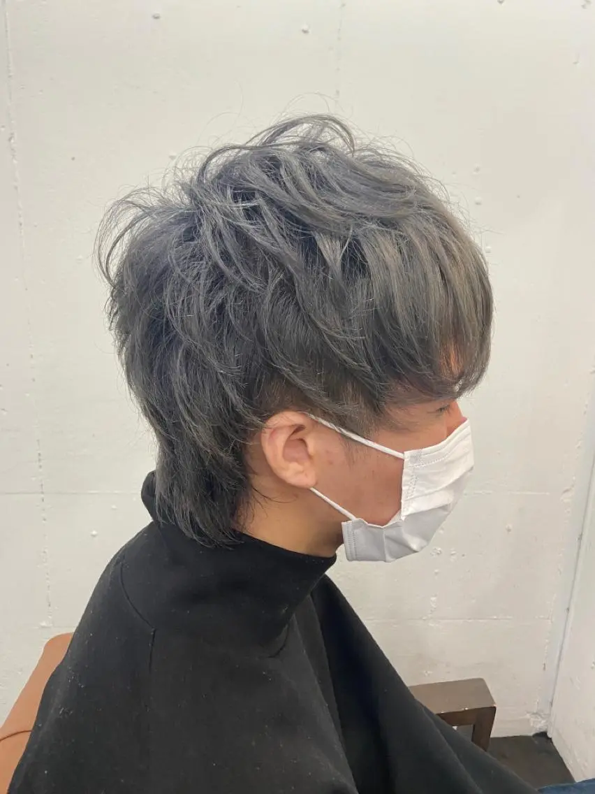 カラー パーマ メンズ メンズウルフカット ウルフカット 久木原 ゆりのヘアスタイル