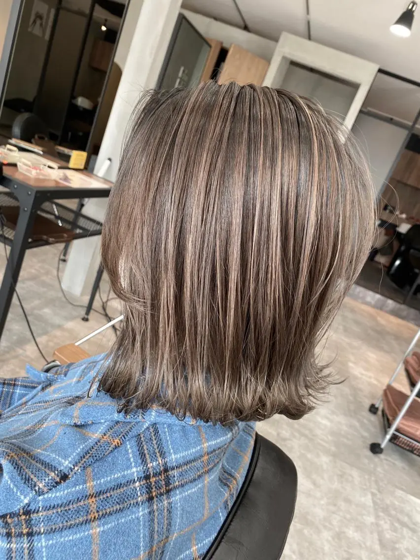ミディアム カラー ヘアカラー トリートメント lafithhair ruu.南本庄のヘアスタイル