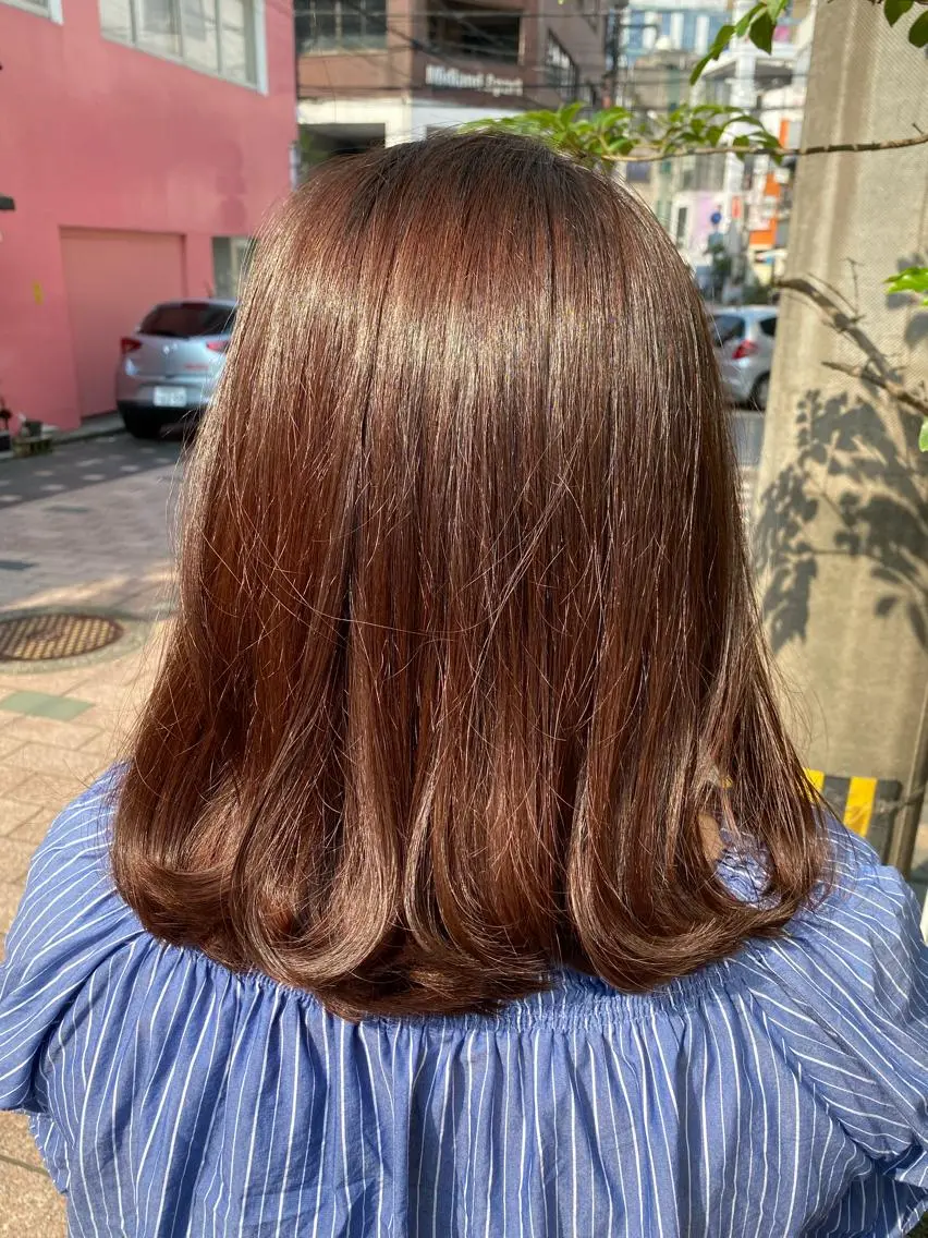 カラー ベージュカラー ピンクカラー ピンクベージュ おん眉美容師eMu✄ yuka‪🤍のヘアスタイル