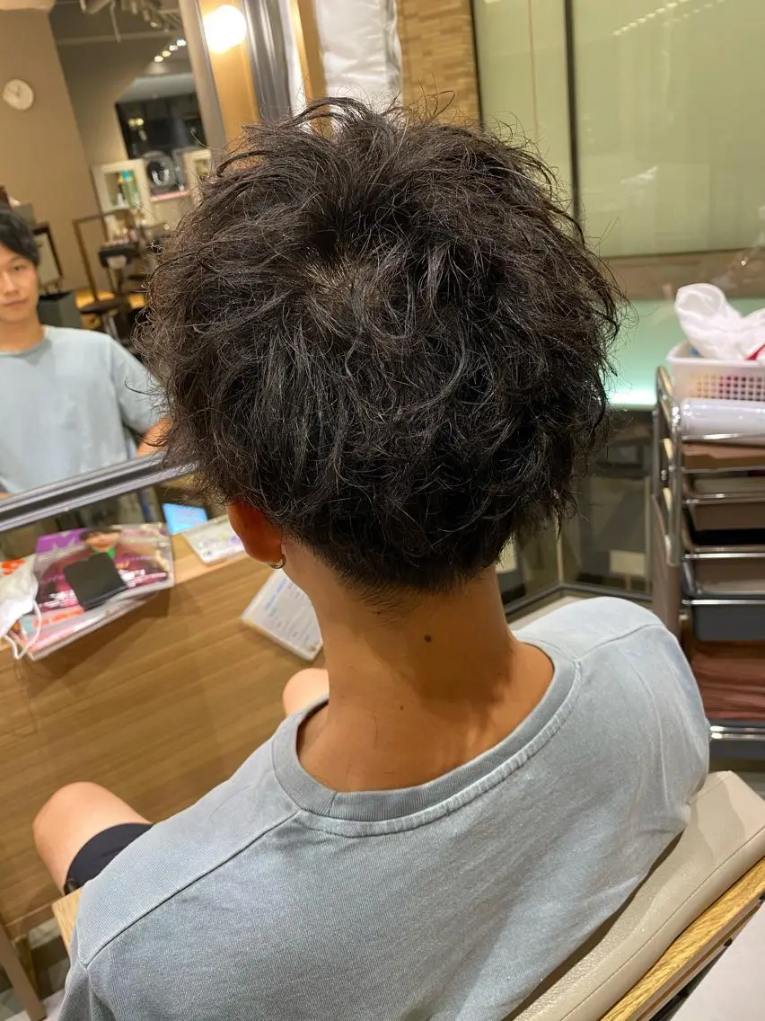 ショート パーマ メンズ カット パーマ 梅田茶屋町メンズ 専門美容師 山元一平のヘアスタイル