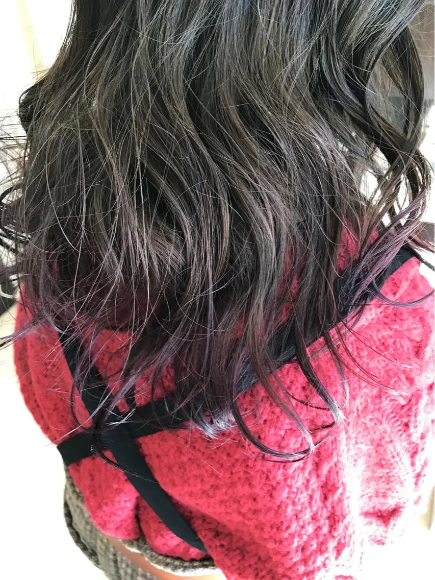 セミロング カラー ブルーカラー ディープパープル パープルカラー 武田 清久のヘアスタイル