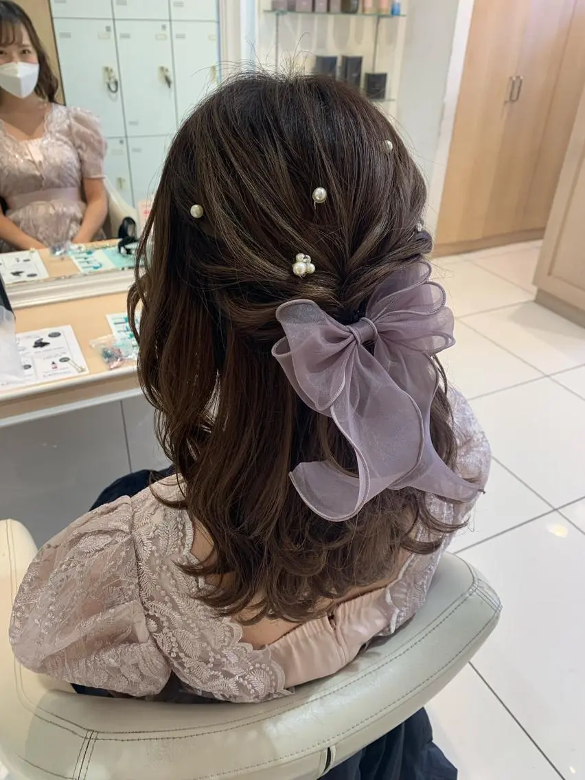 セミロング ヘアアレンジ ヘアセット 宮永 璃沙のヘアスタイル
