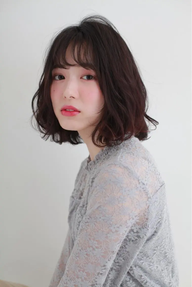 ミディアム カット ヘアカラー トリートメント 髪質改善\酸熱TR カット【店長】のヘアスタイル
