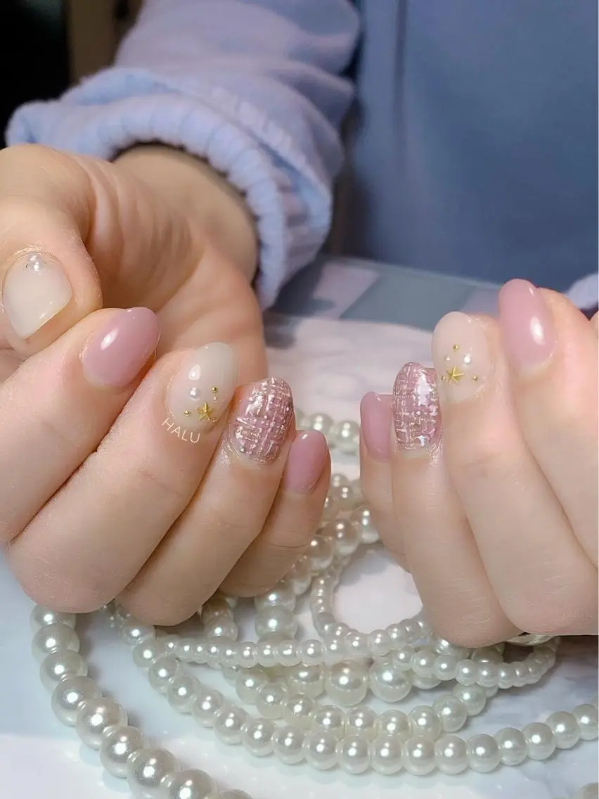 ネイル 春ネイル ツイードネイル HALU ハルのネイルデザイン