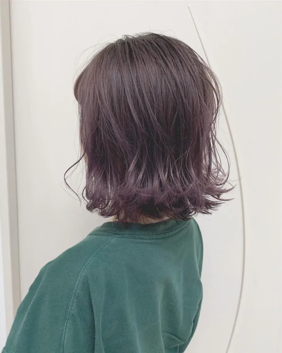 ショート カラー ブリーチ パープルカラー インナーカラー/天神 ブリーチ/吉田のヘアスタイル
