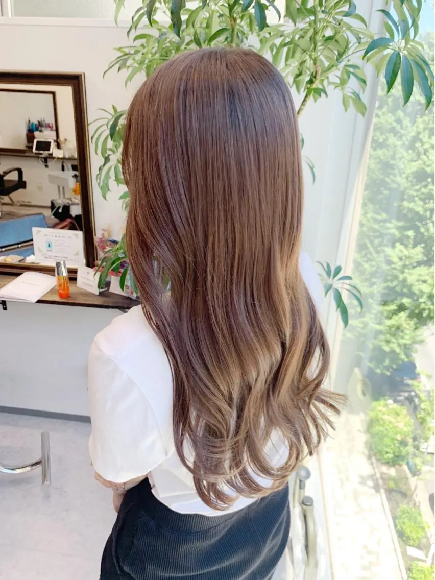 ロング カラー ベージュカラー イルミナカラー オレンジ オレンジベージュ カット ヘアカラー トリートメント 酸熱トリートメント/ 髪質改善🌟玉井香奈のヘアスタイル