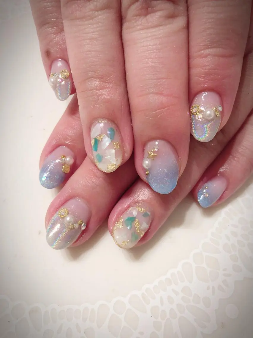 ネイル ブルー ハンドネイル * haruのネイルデザイン
