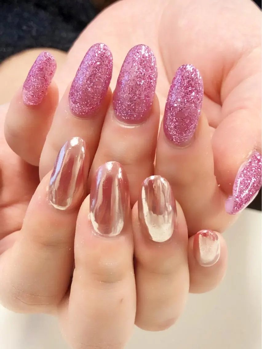 ネイル ラメ(グリッター) ミラーネイル ワンカラーネイル スカルプネイル KIREIE NAILSのネイルデザイン