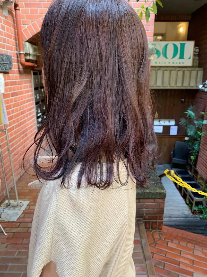 ミディアム カラー クニモトハルナ ボブ/柔らかカラーのヘアスタイル