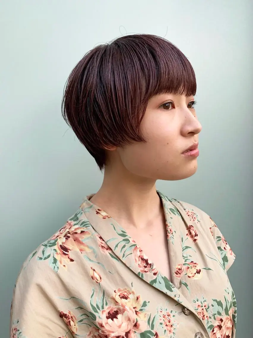 ショート カラー ショートボブ ボルドーカラー ボブ ショートヘア Fuu👣ボブ/ボブ ヘア/ベージュカラーのヘアスタイル
