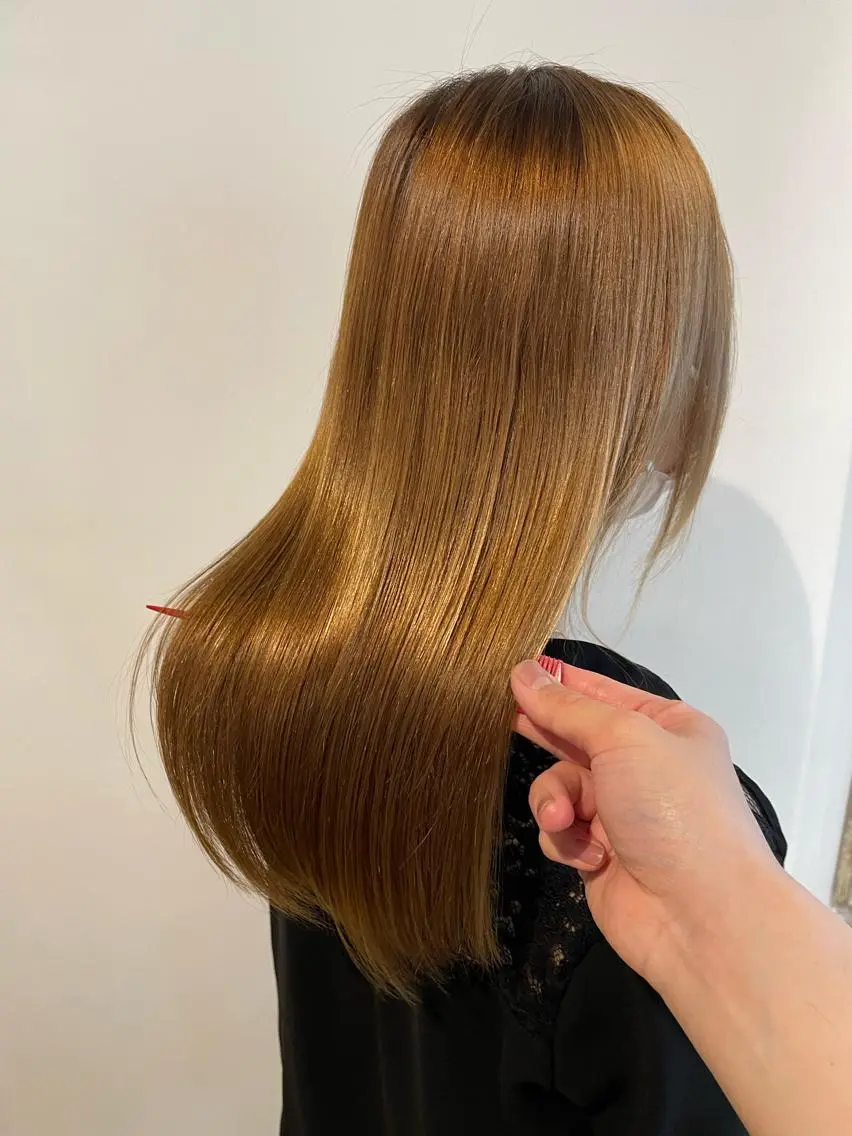 ロング 縮毛矯正 ヘアアレンジ にいた かづしげのヘアスタイル