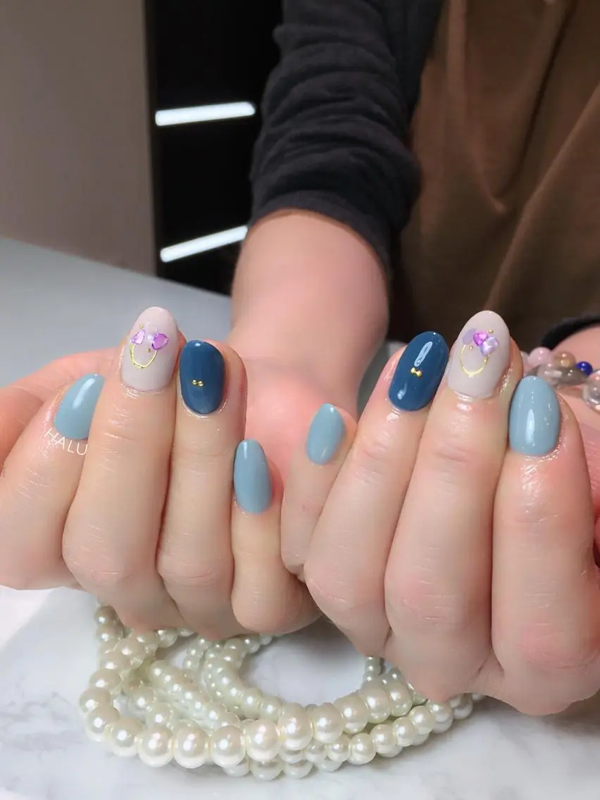 ネイル ブルー HALU ハルのネイルデザイン