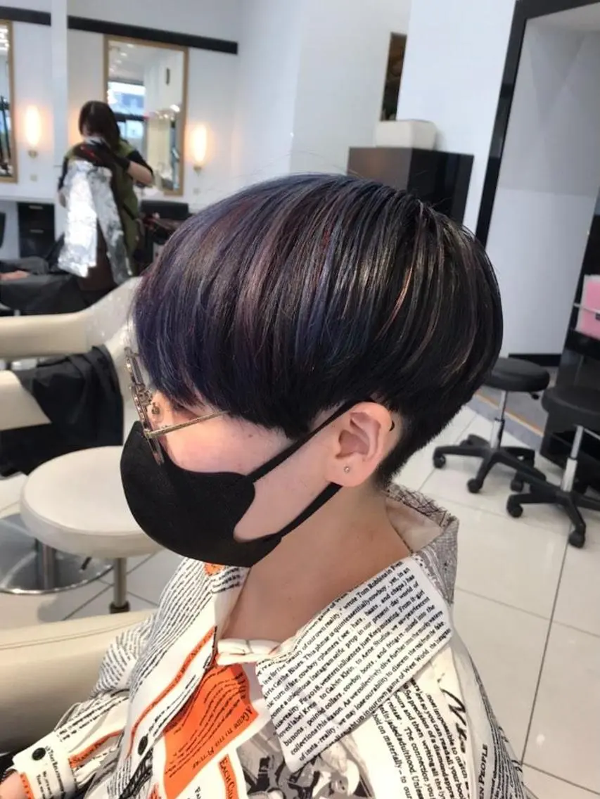 ショート カラー ブルーカラー ピンクカラー あらげ 🌈推しカラー🌈ᵕのヘアスタイル