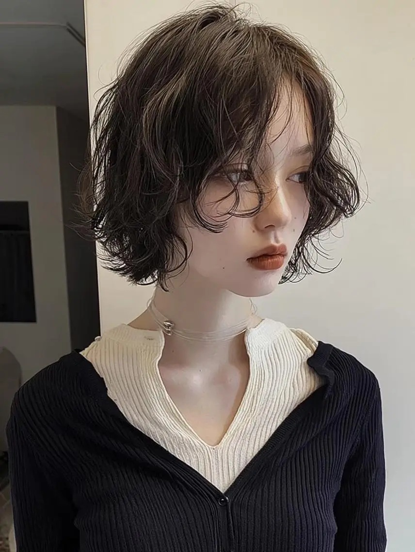 ショート パーマ ボブ 伸ばしかけ レイヤーカット 小顔カット 外ハネヘア カット パーマ トリートメント レイヤーカット✨ 福井雄登のヘアスタイル