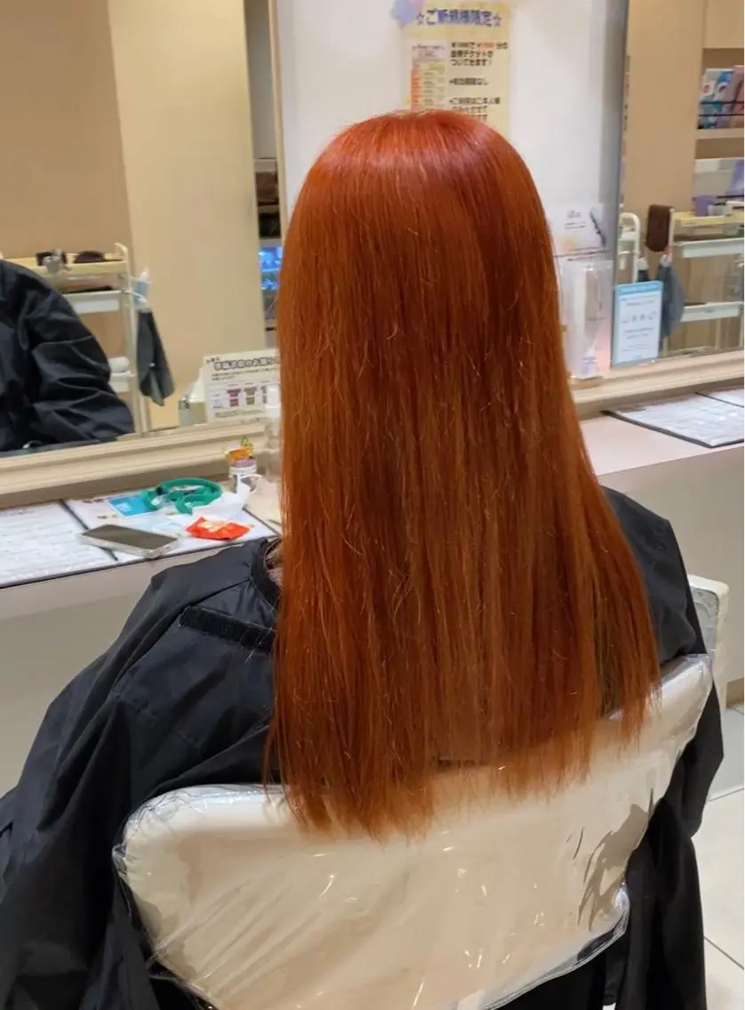 カラー オレンジ ｟羽エクステ｠ スズキのヘアスタイル