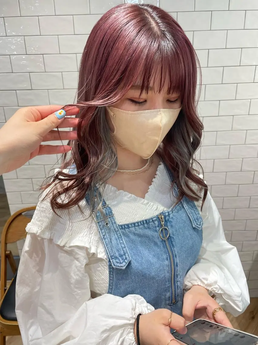セミロング ヘアカラー もり まりものヘアスタイル