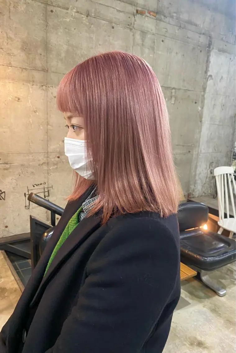 ミディアム カラー ヘアアレンジ ベージュカラー ピンクカラー ピンクベージュ カット ヘアカラー ［似合わせヘア］ ✂︎OGURO✂︎のヘアスタイル