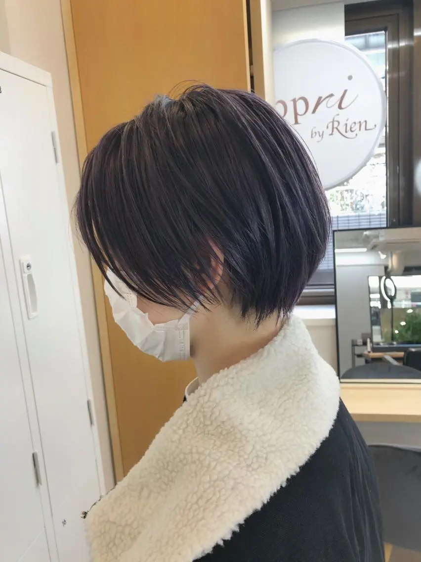 ショート カラー ダブルカラー パープルカラー ショートヘア 山崎 俊介のヘアスタイル