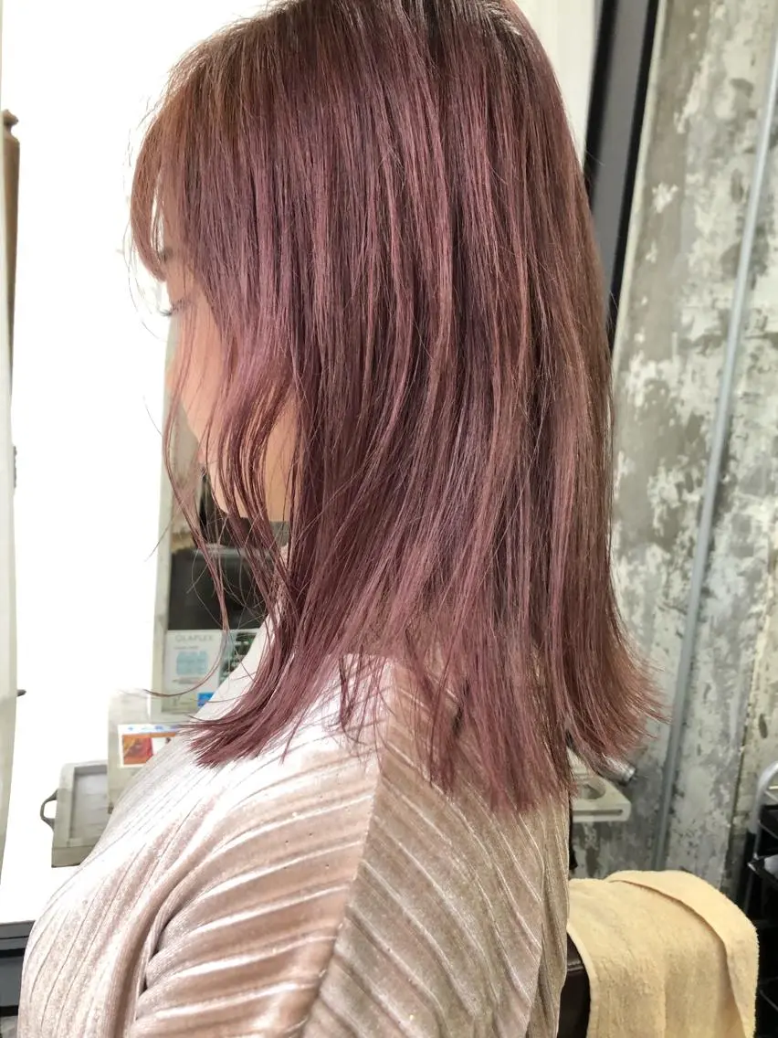 セミロング カラー ブリーチ ケアブリーチ ピンクカラー Pia ツボイ ケイタのヘアスタイル