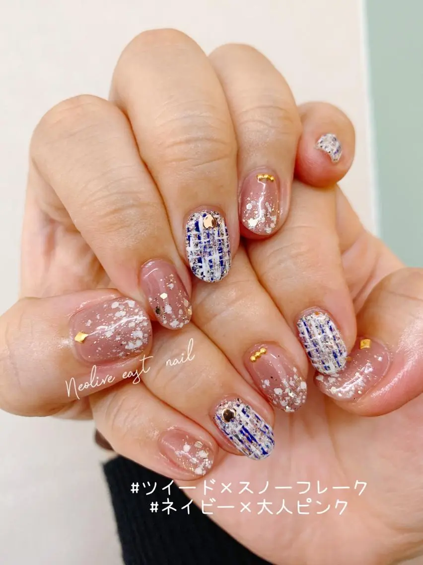 ネイル ツイードネイル ななえ ☆のネイルデザイン