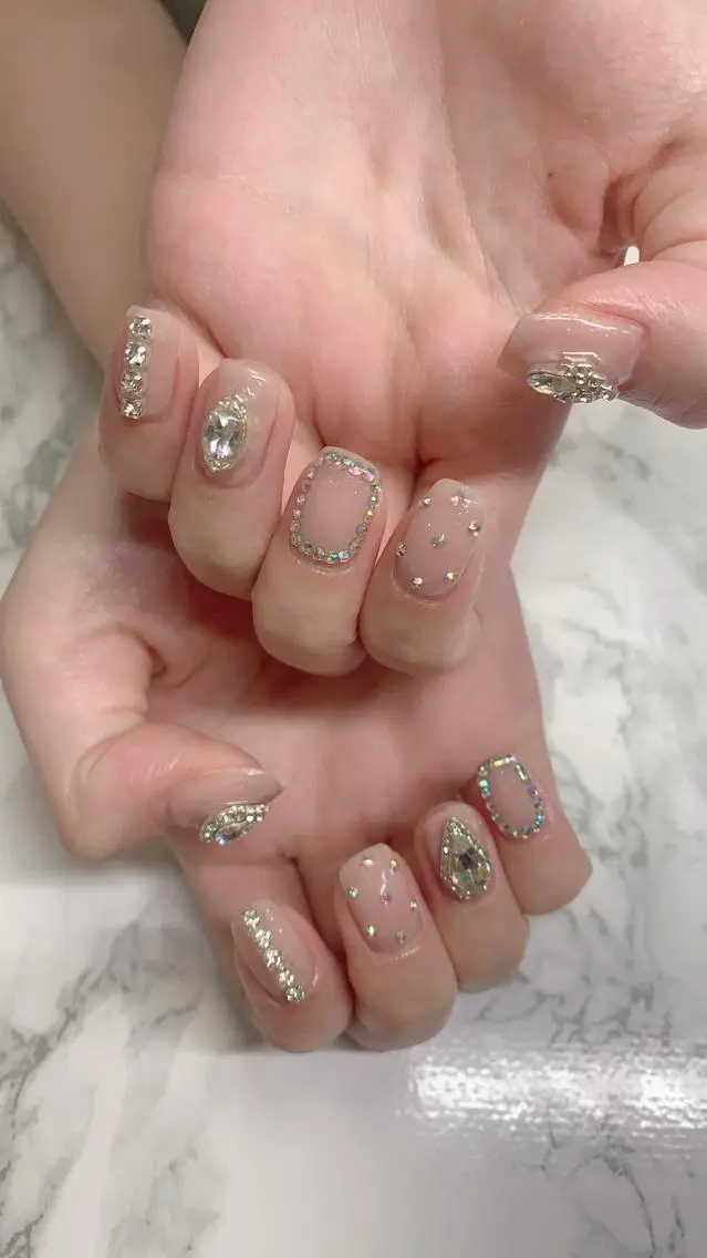 ネイル ハンドネイル はな💎ネイル ワンホン、長さ出しのネイルデザイン