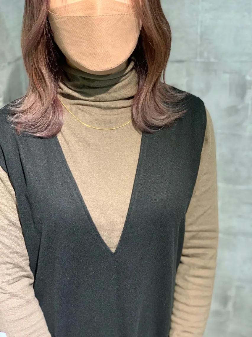 セミロング ハイライト 髪質改善 韓国風ヘア 縮毛矯正 メンズスタイル バレイヤージュ　齋藤のヘアスタイル