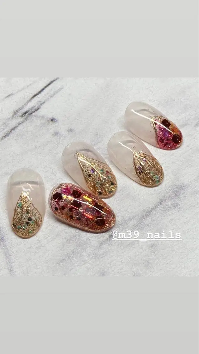 ネイル キラキラネイル ニュアンスネイル 冬ネイル クリスマス 39-nails EharaMikuのネイルデザイン
